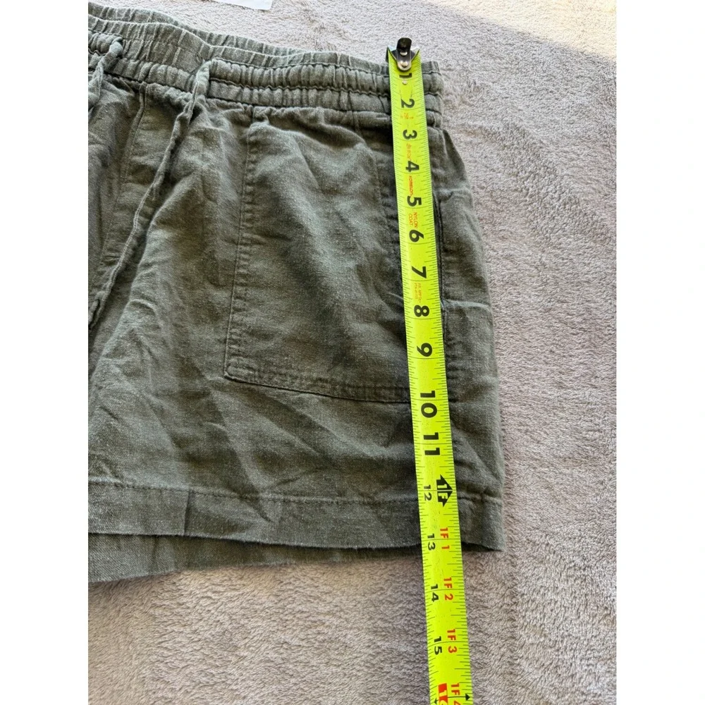 Old Navy Linen Blend Shorts Womens Small Green Drawstring Utility Pockets Z672